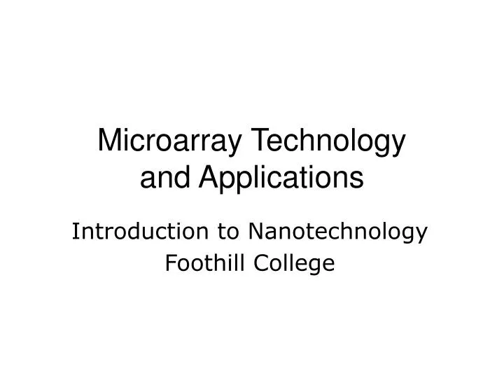 microarray technology and applications