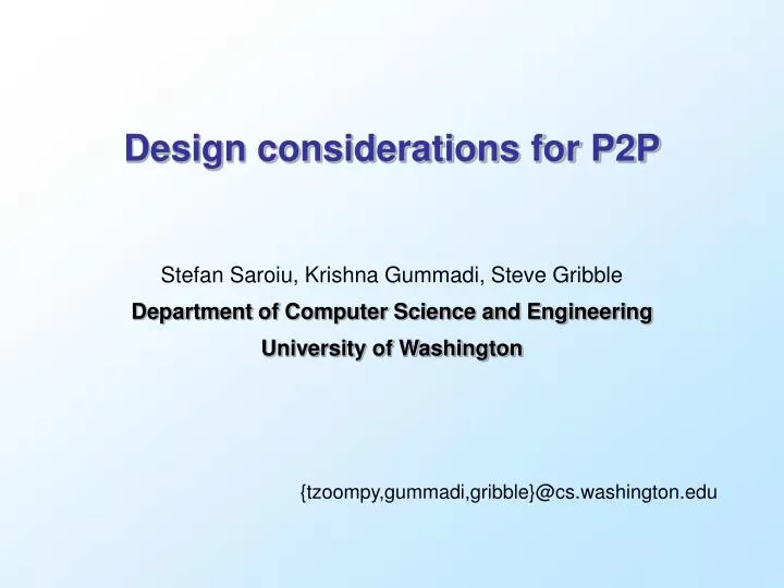 design considerations for p2p