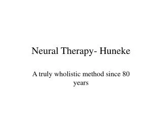 Neural Therapy- Huneke
