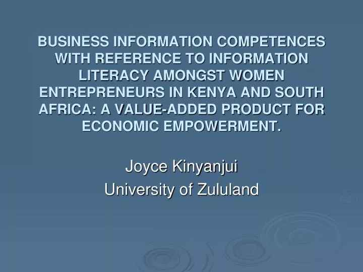 joyce kinyanjui university of zululand