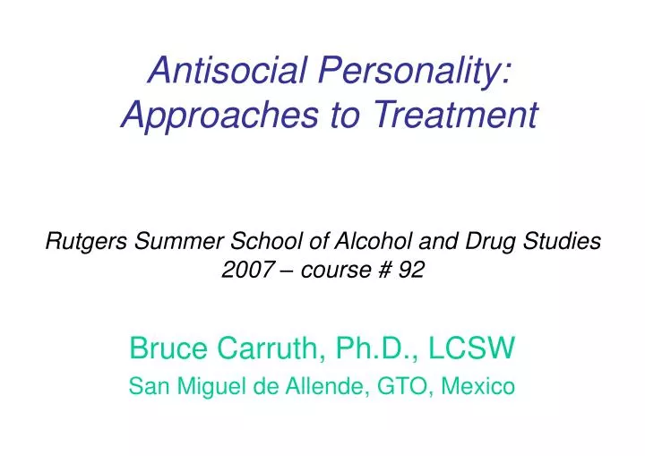 antisocial personality approaches to treatment