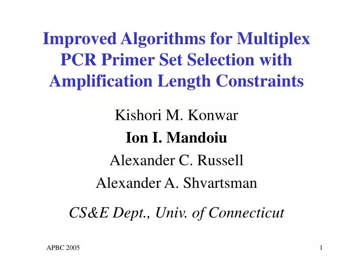 improved algorithms for multiplex pcr primer set selection with amplification length constraints