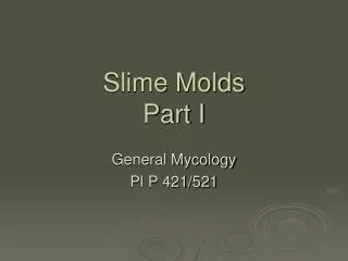 Slime Molds Part I