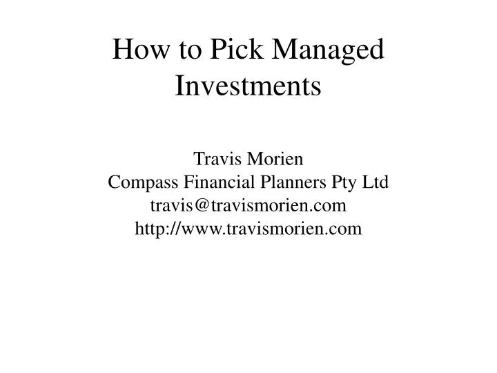 how to pick managed investments