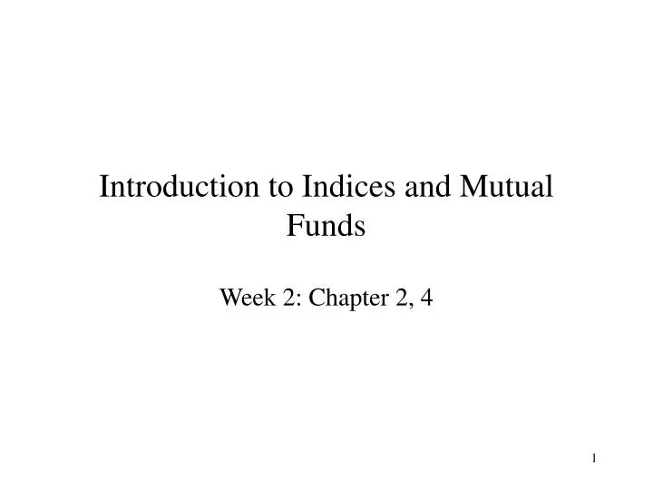 introduction to indices and mutual funds