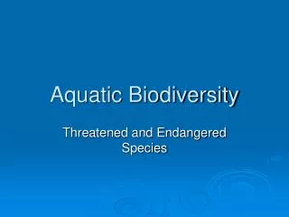 Aquatic Biodiversity