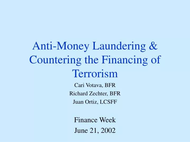 anti money laundering countering the financing of terrorism