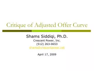 Critique of Adjusted Offer Curve