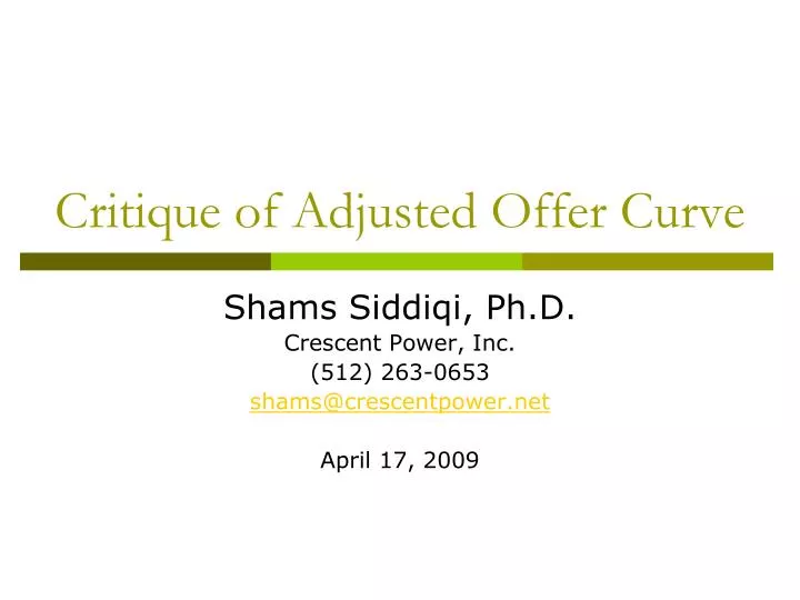 critique of adjusted offer curve