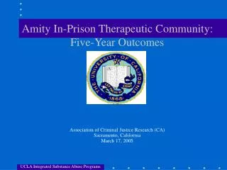 Amity In-Prison Therapeutic Community: Five-Year Outcomes