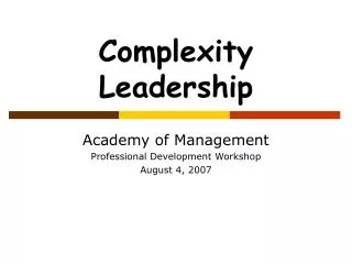 Complexity Leadership