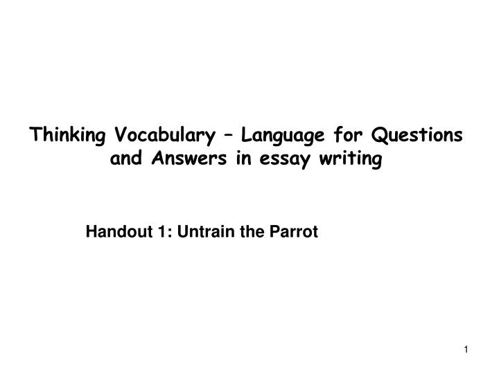 thinking vocabulary language for questions and answers in essay writing