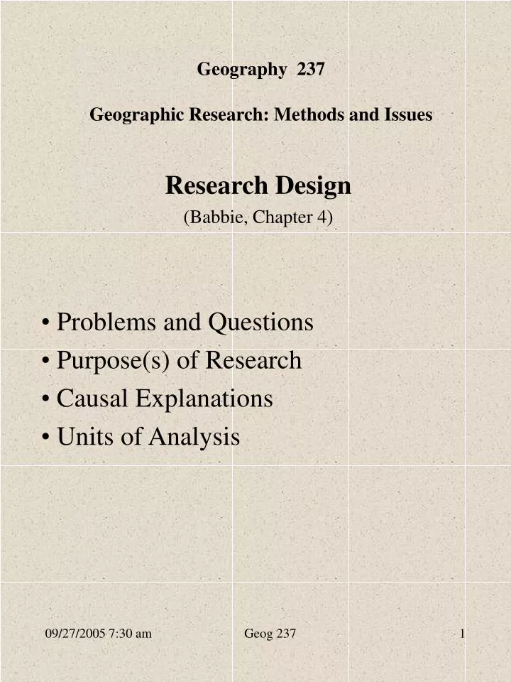 geography 237 geographic research methods and issues