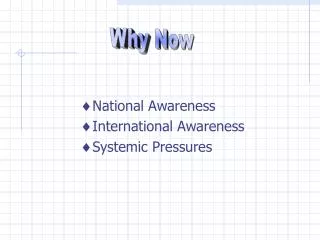 National Awareness International Awareness Systemic Pressures