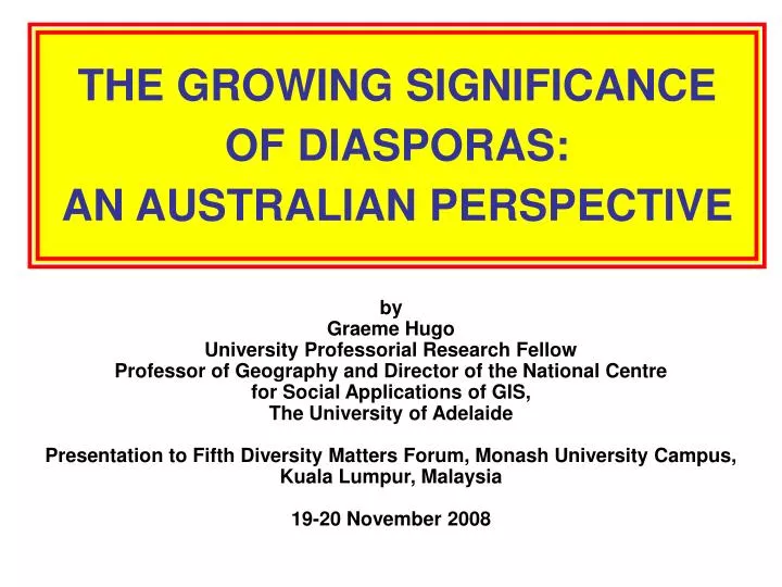 the growing significance of diasporas an australian perspective