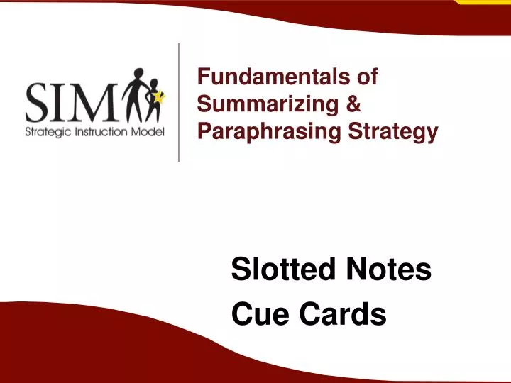 fundamentals of summarizing paraphrasing strategy