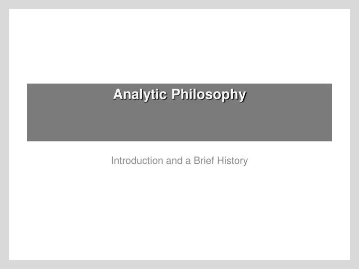 analytic philosophy