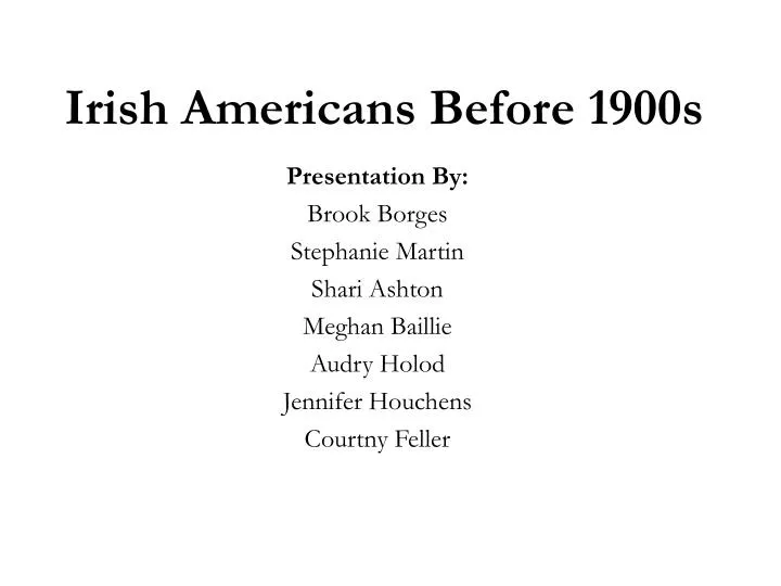 irish americans before 1900s
