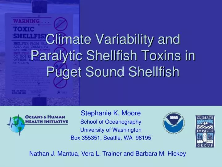 climate variability and paralytic shellfish toxins in puget sound shellfish