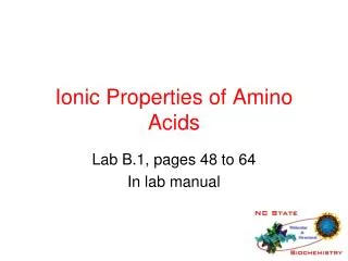 Ionic Properties of Amino Acids