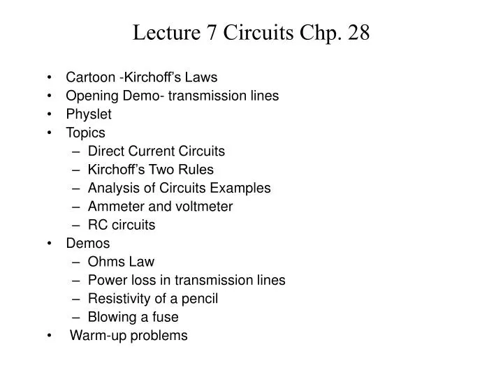 lecture 7 circuits chp 28