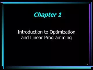 Introduction to Optimization and Linear Programming