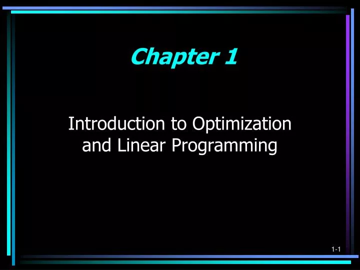 introduction to optimization and linear programming