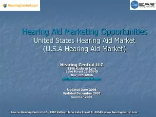 Hearing Aid Marketing Opportunities United States Hearing Aid Market (U.S.A Hearing Aid Market)