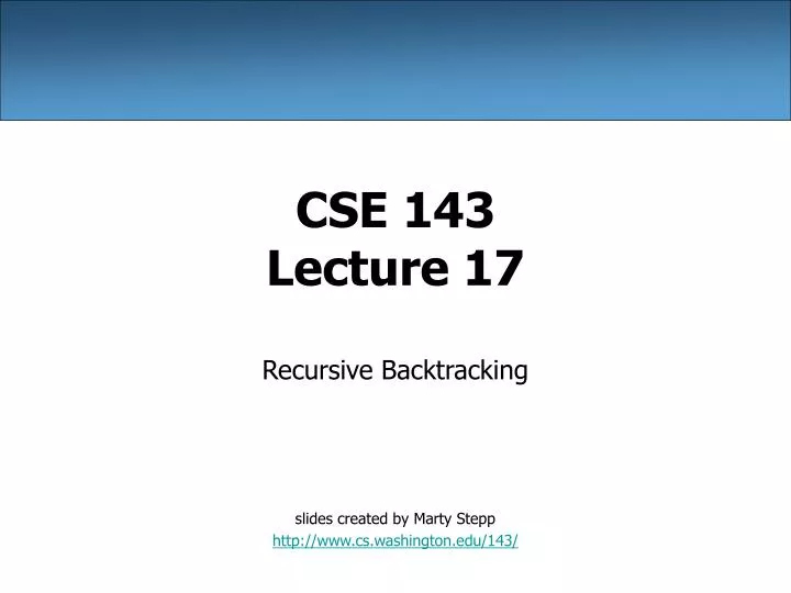 cse 143 lecture 17