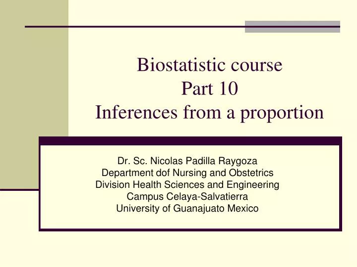 biostatistic course part 10 inferences from a proportion