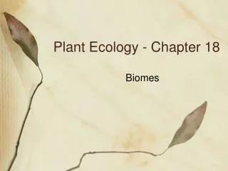 Plant Ecology - Chapter 18