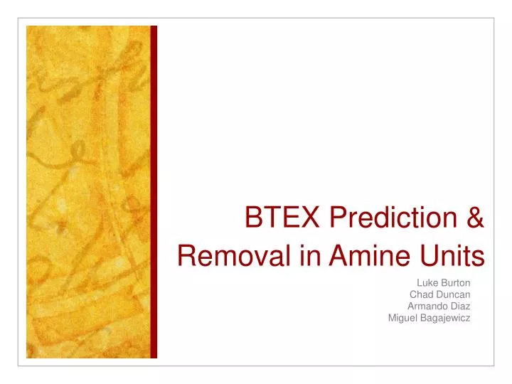 btex prediction removal in amine units