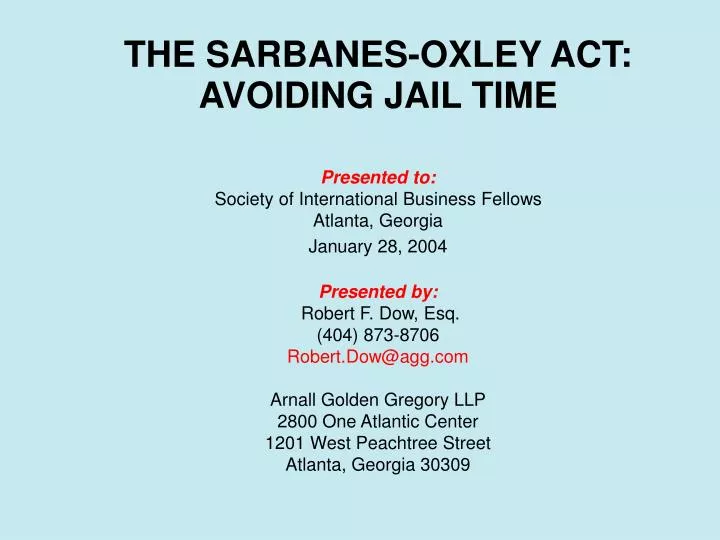 the sarbanes oxley act avoiding jail time