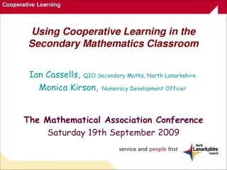 Using Cooperative Learning in the Secondary Mathematics Classroom