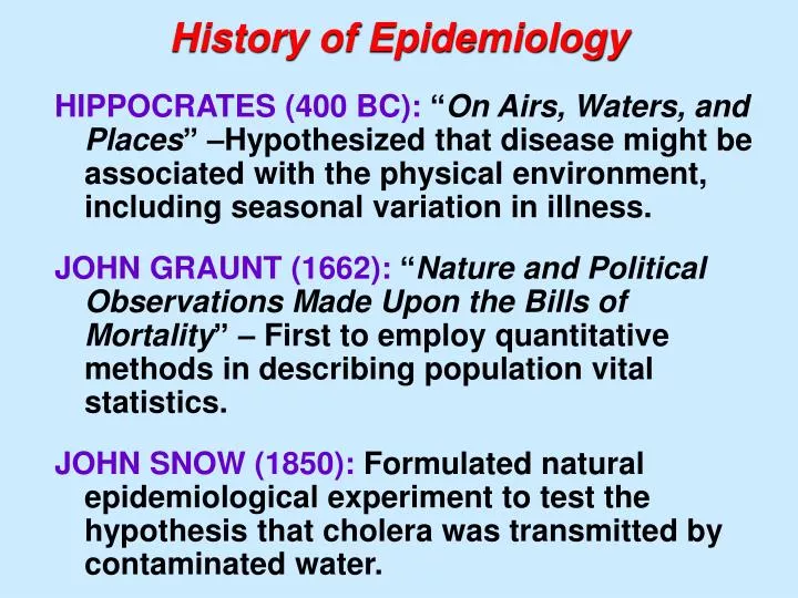 history of epidemiology