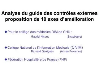 analyse du guide des contr les externes proposition de 10 axes d am lioration