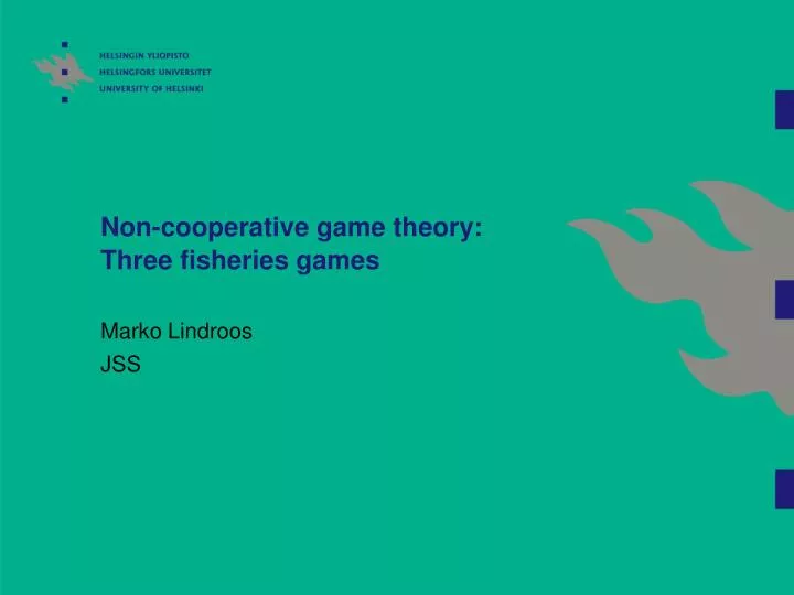 non cooperative game theory three fisheries games