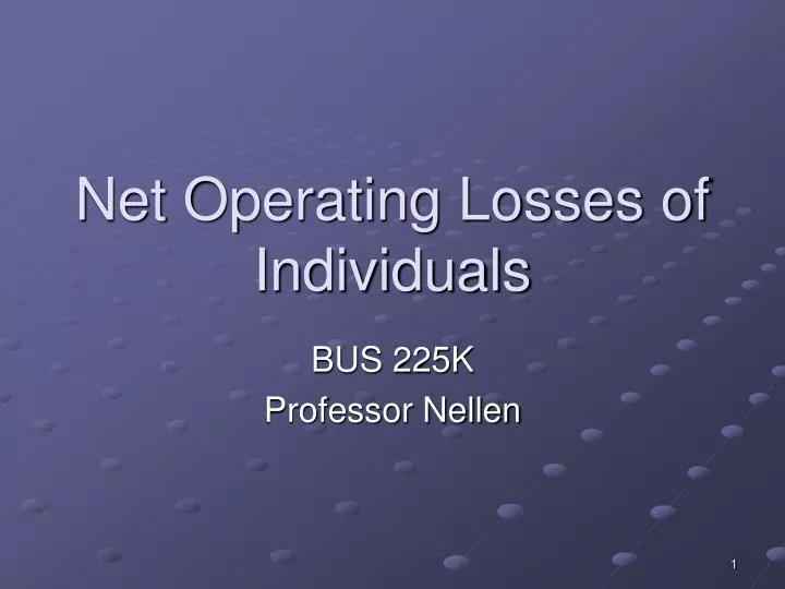 net operating losses of individuals