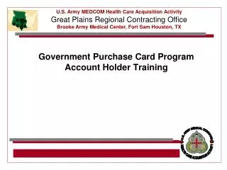 Government Purchase Card Program Account Holder Training