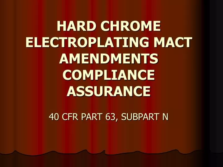 hard chrome electroplating mact amendments compliance assurance 40 cfr part 63 subpart n