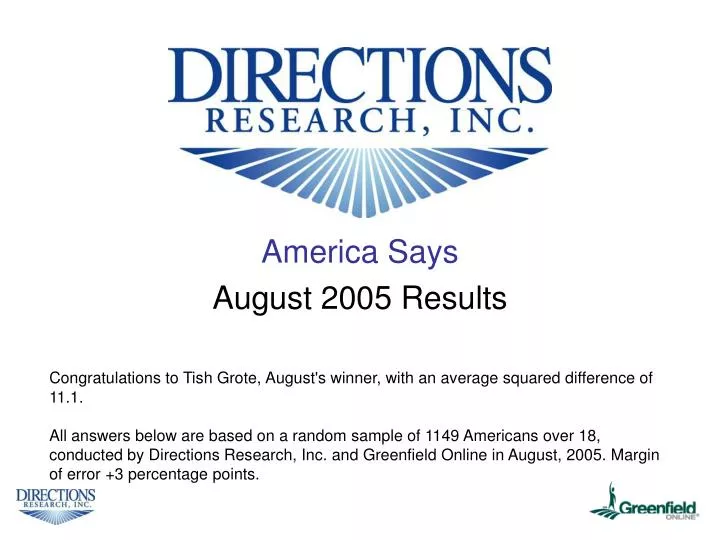 america says august 2005 results