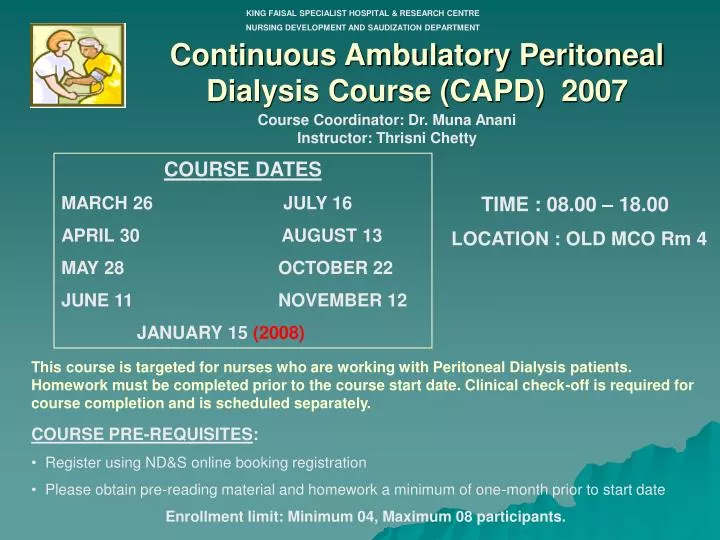 continuous ambulatory peritoneal dialysis course capd 2007