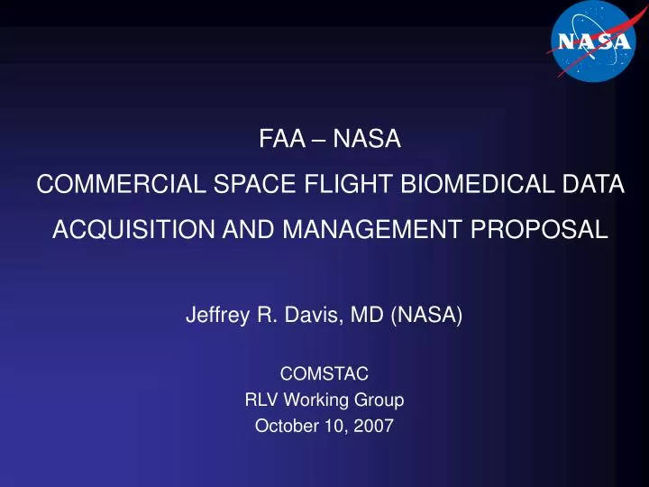 faa nasa commercial space flight biomedical data acquisition and management proposal