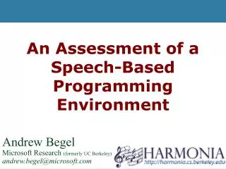 An Assessment of a Speech-Based Programming Environment
