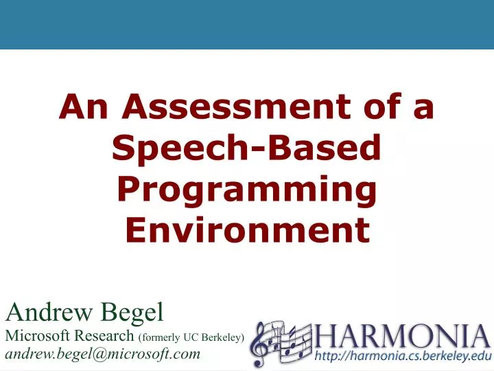 an assessment of a speech based programming environment