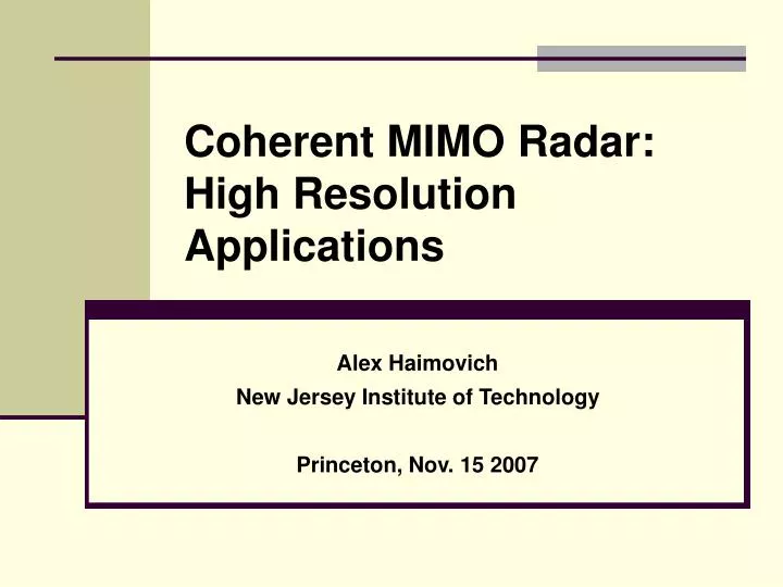 coherent mimo radar high resolution applications