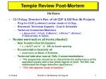 Temple Review Post-Mortem - slide 1