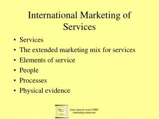 International Marketing of Services