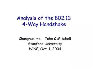 Analysis of the 802.11i 4-Way Handshake