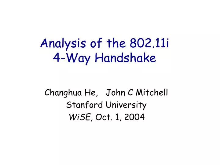 analysis of the 802 11i 4 way handshake